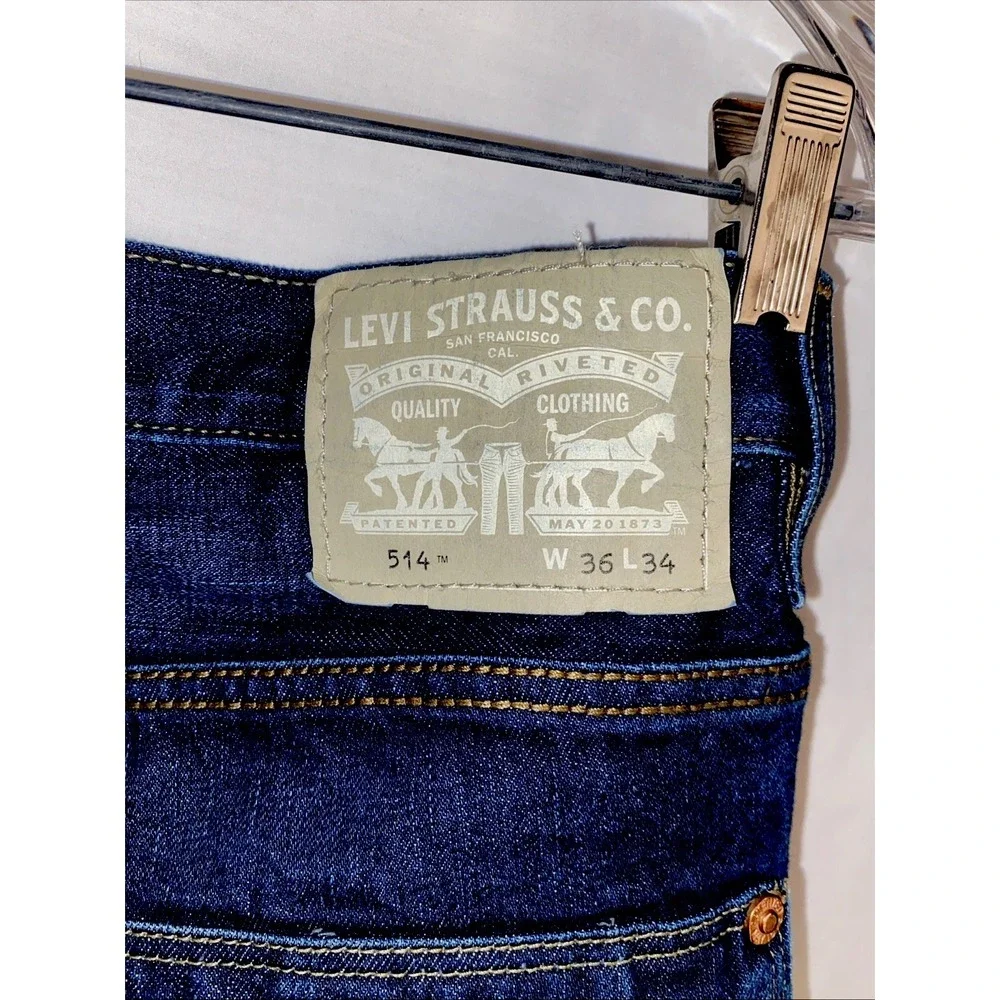 Levi's 514 Jeans Mens 36x34 Medium Wash Blue Denim Straight Leg Low Rise‎ Pants